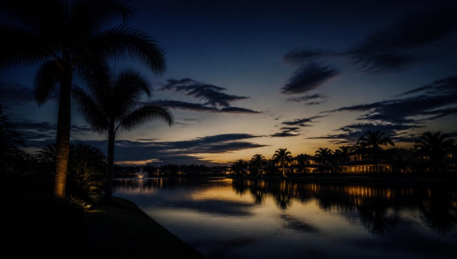 Lago na Flórida ao entardecer