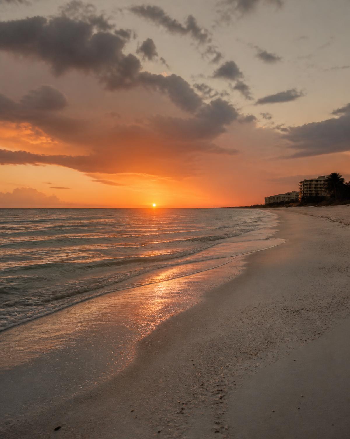 Litoral da Flórida ao pôr do sol